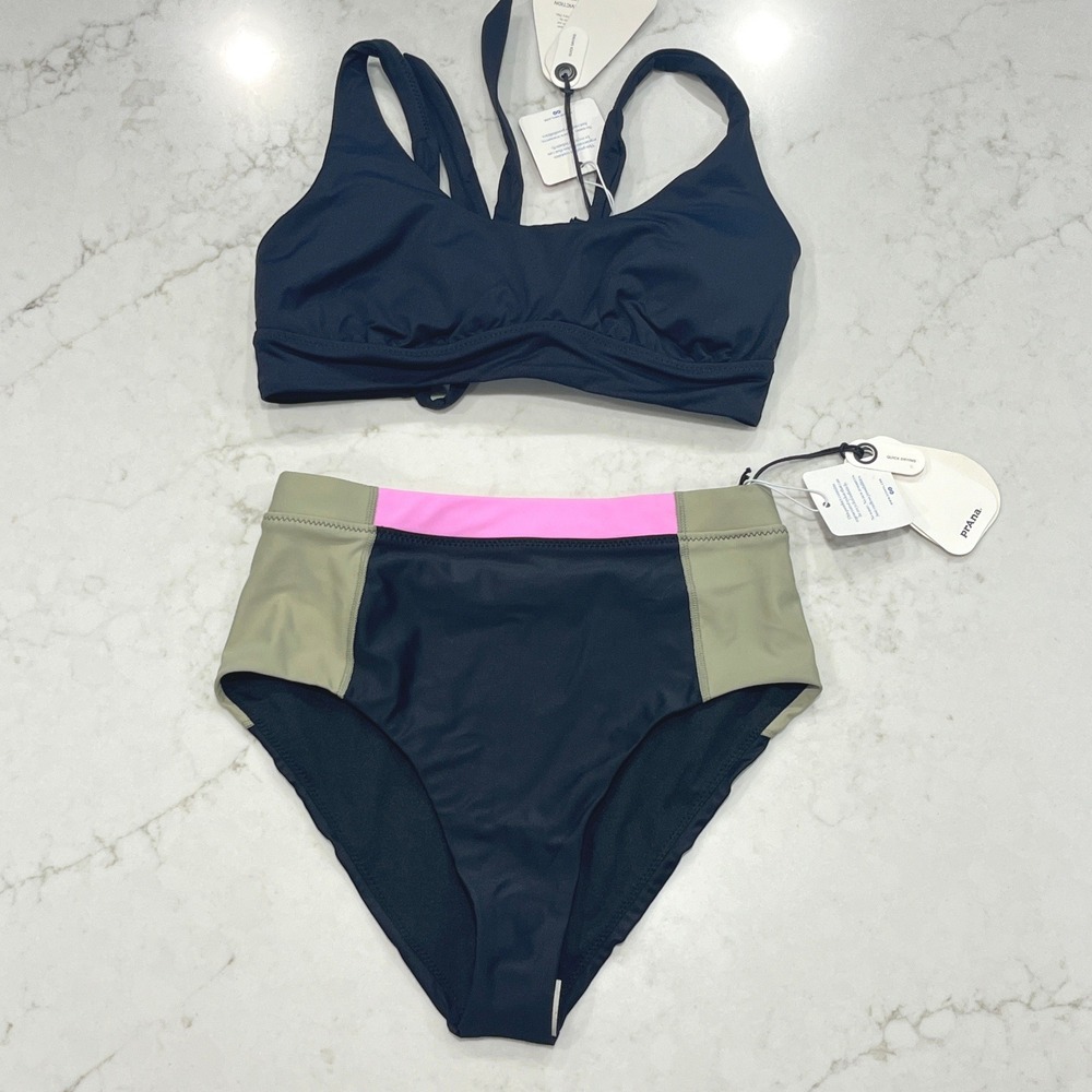 PrAna NEW Mallorca Top Baja Bound Bottom Bikini Set Womens‎ XS Black Beach Surf